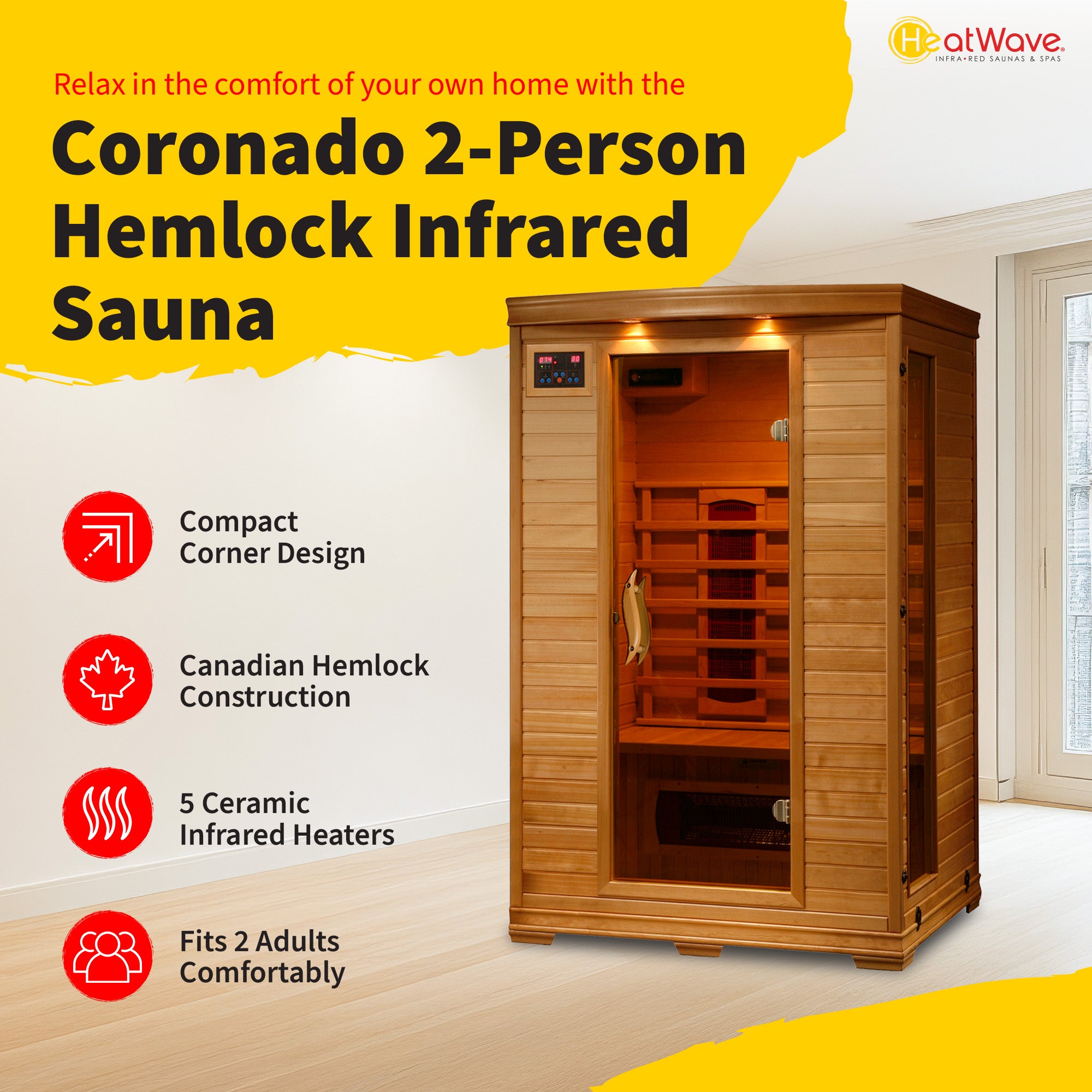 Coronado 2-Person Hemlock Deluxe Sauna
