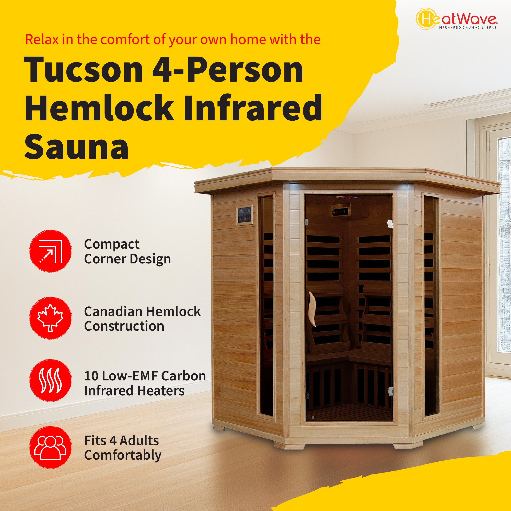 Tucson 4-Person Hemlock Corner Sauna