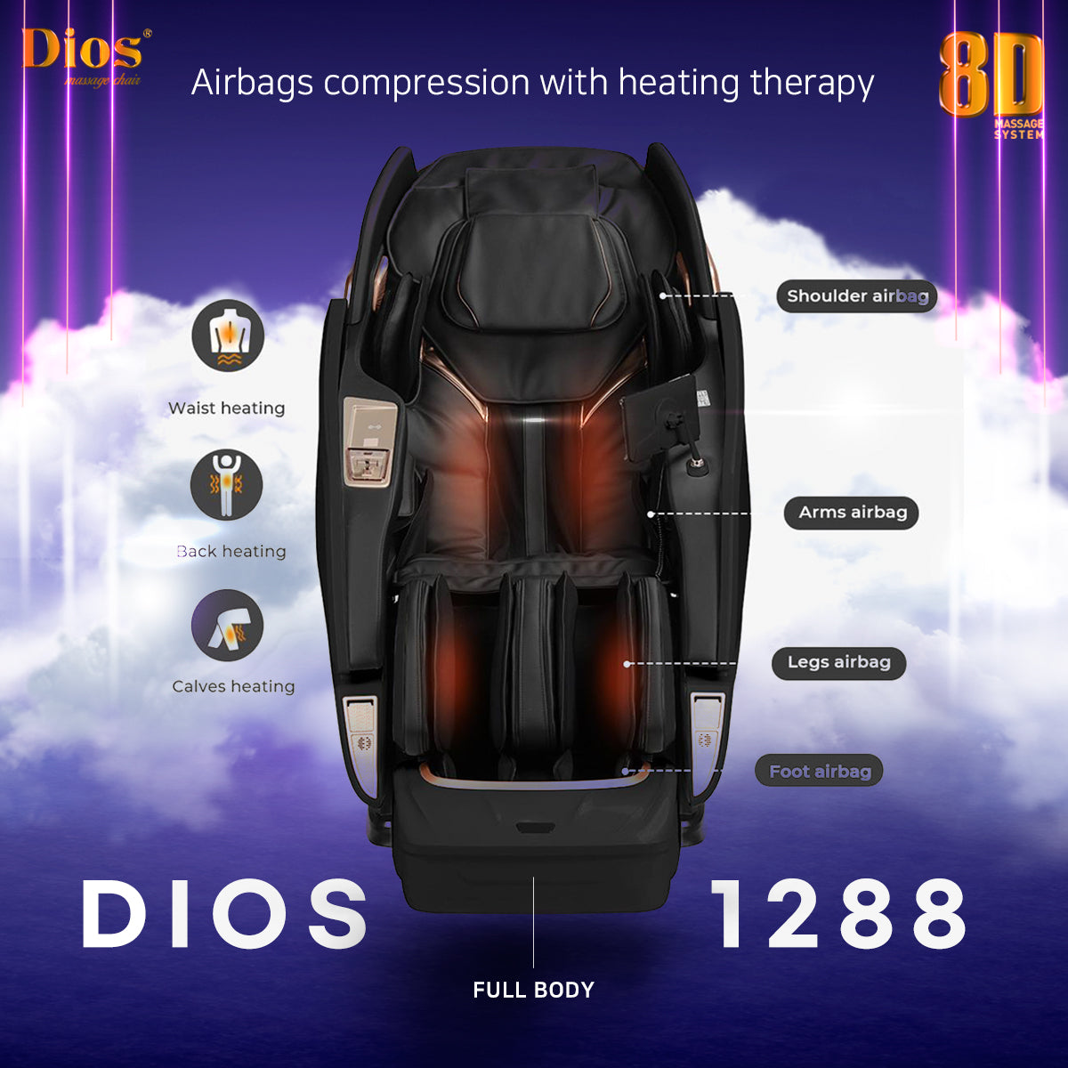 Kahuna Dios 1288 Massage Chair (8D AI Dual System, SL-Track, Zero Gravity)