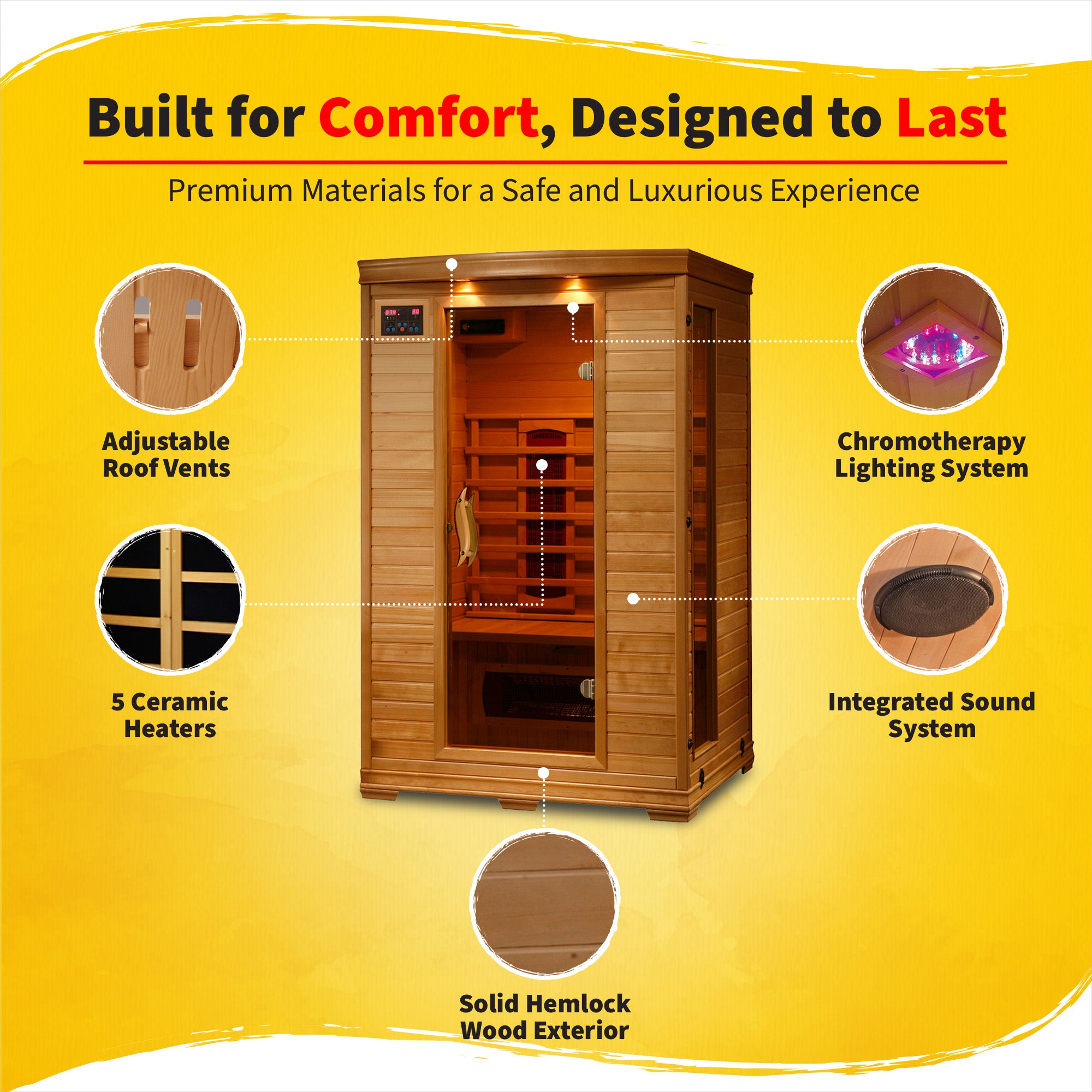 Coronado 2-Person Hemlock Deluxe Sauna