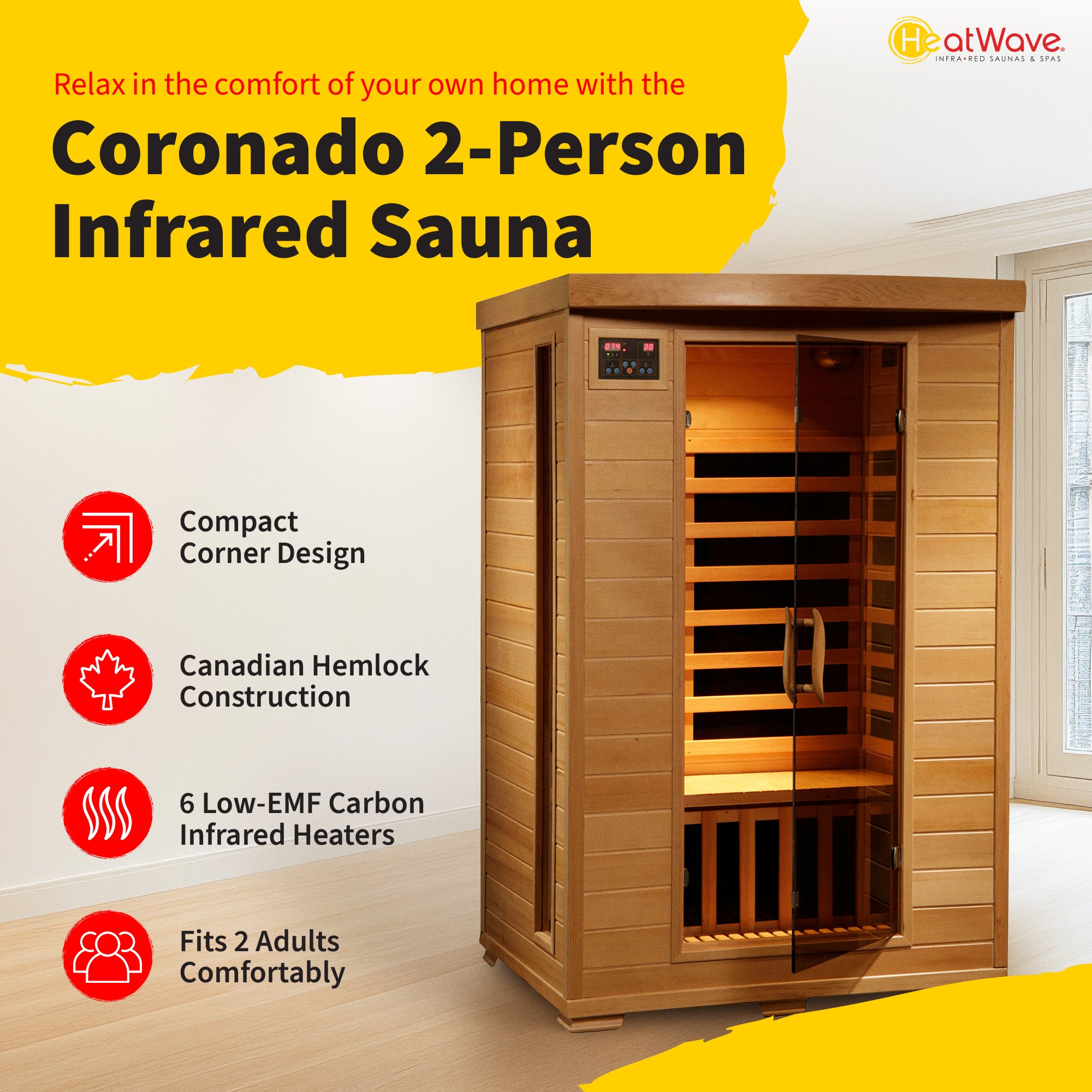 Coronado 2-Person Hemlock Deluxe Sauna